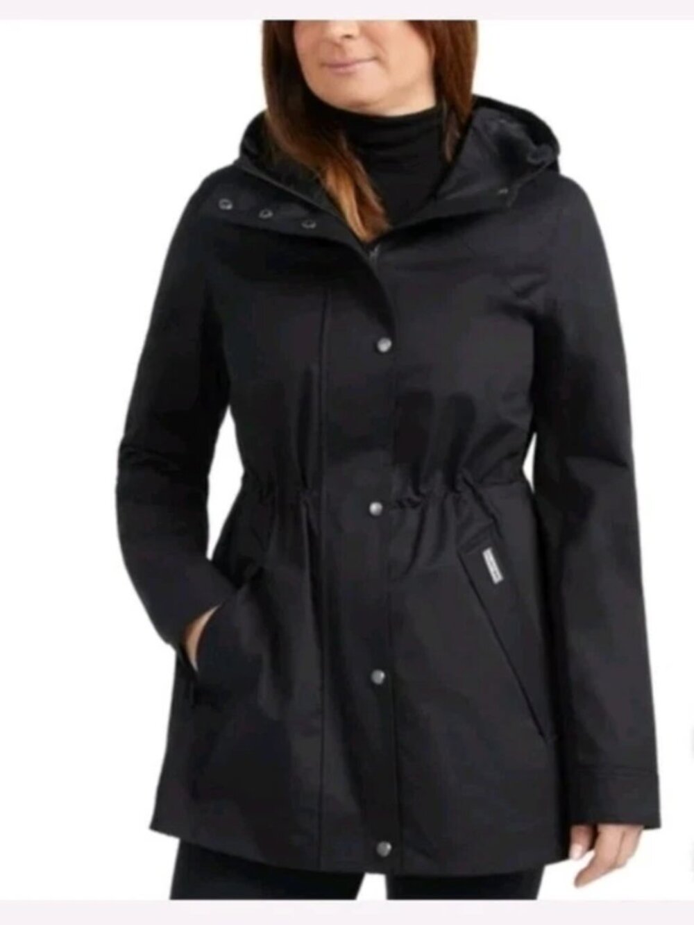 Hunter Rain Jacket Womens XL Black Cinch Waist Hood Adela Gorpcore Outdoor READ